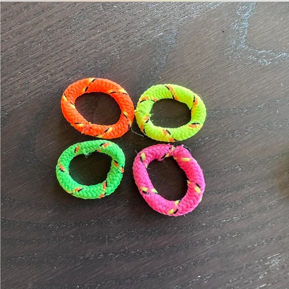 Assorted y2k items: frog purse, neon hair ties, and silver charm bracelets - Picture 7 of 7